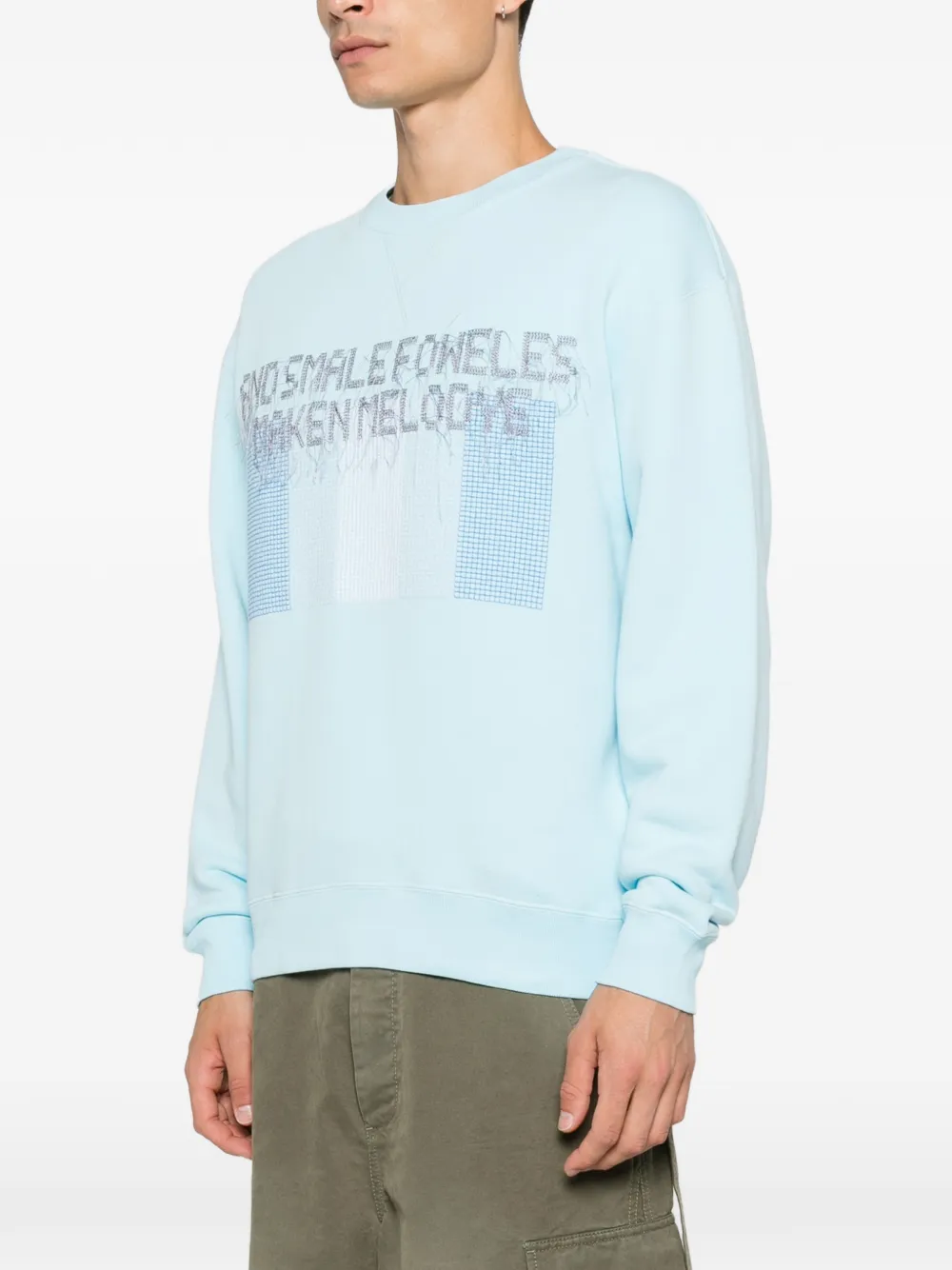 JW Anderson Foweles intarsia-knit sweatshirt Blauw