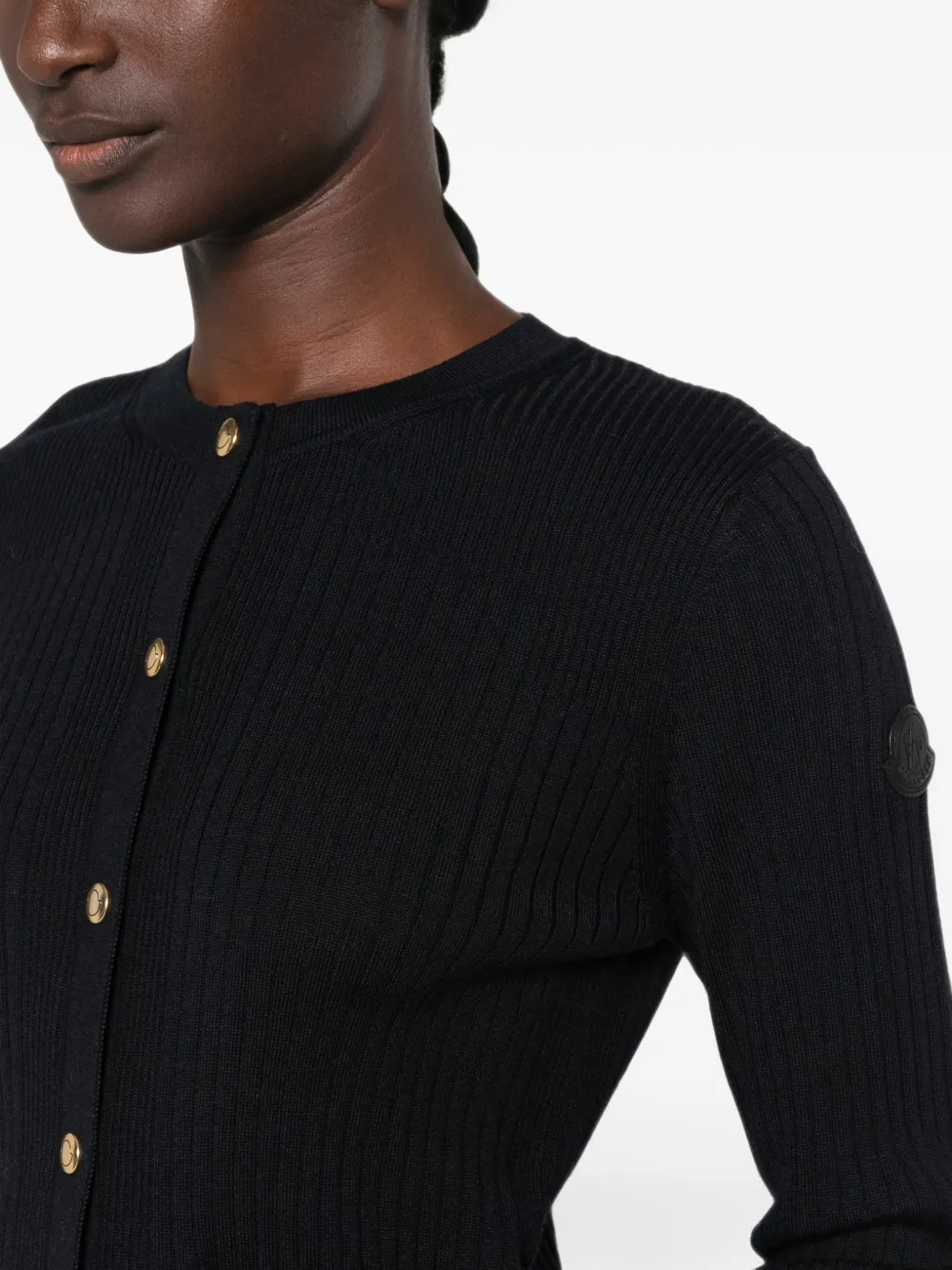 Moncler Ribgebreid vest met logopatch Blauw