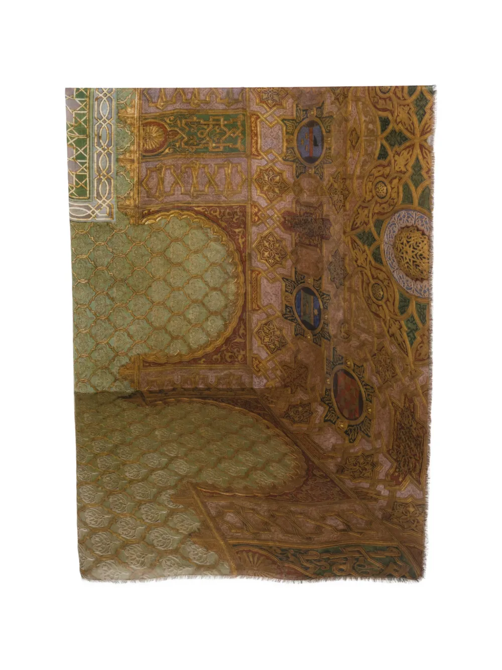 Faliero Sarti geometric-print frayed scarf - Marrone