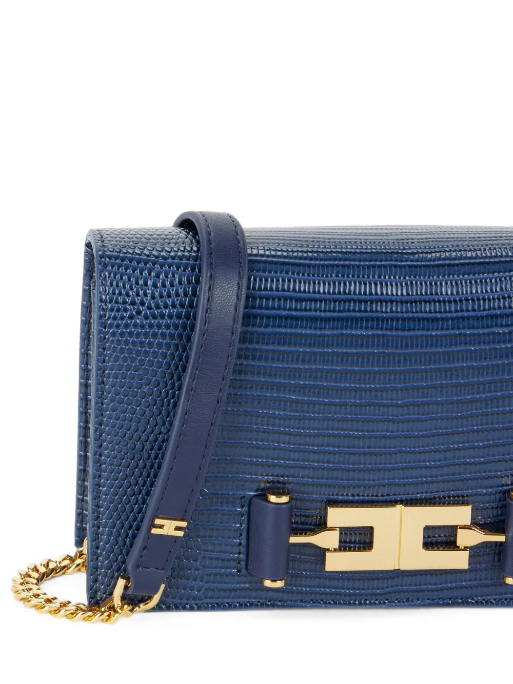 Elisabetta Franchi Schoudertas met groumette ketting Blauw