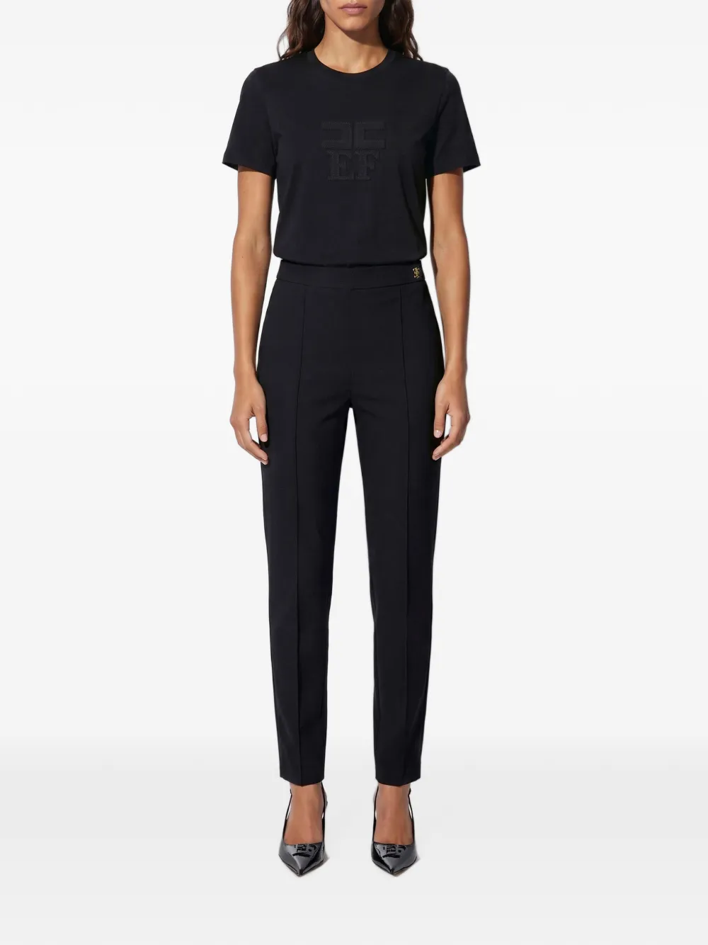 Elisabetta Franchi Jersey T-shirt met logo Zwart
