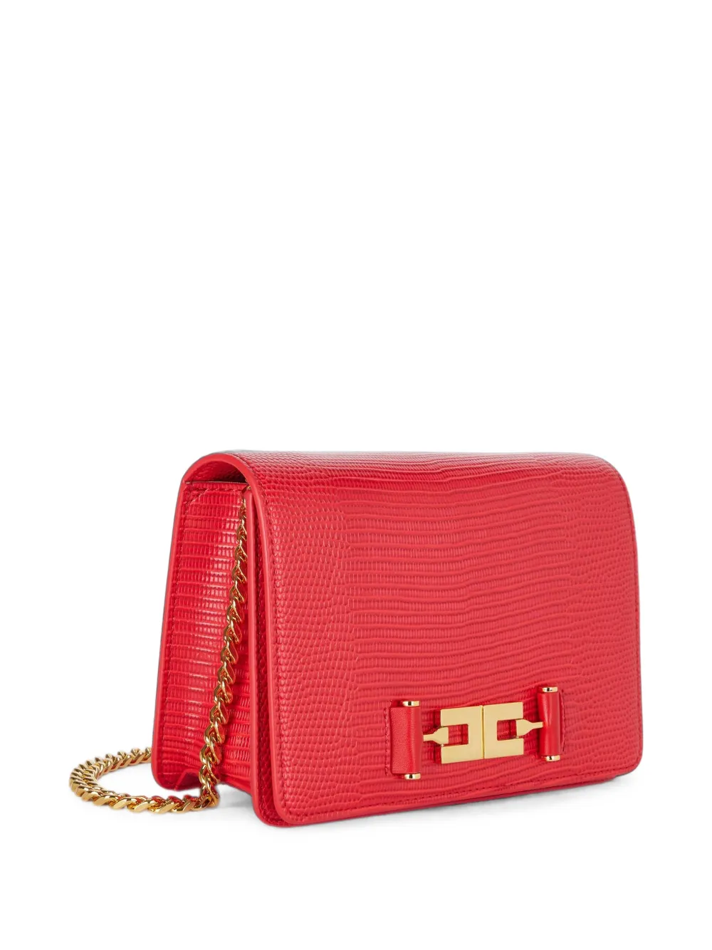 Elisabetta Franchi Clutch met logo-plakkaat en hagedissen-effect Rood