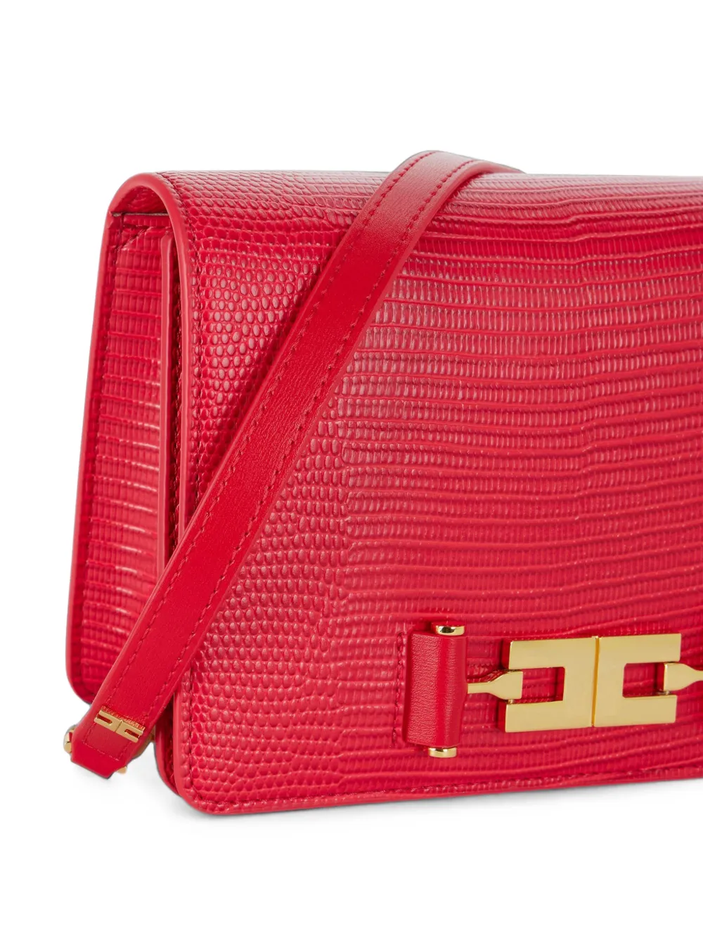Elisabetta Franchi Clutch met logo-plakkaat en hagedissen-effect Rood