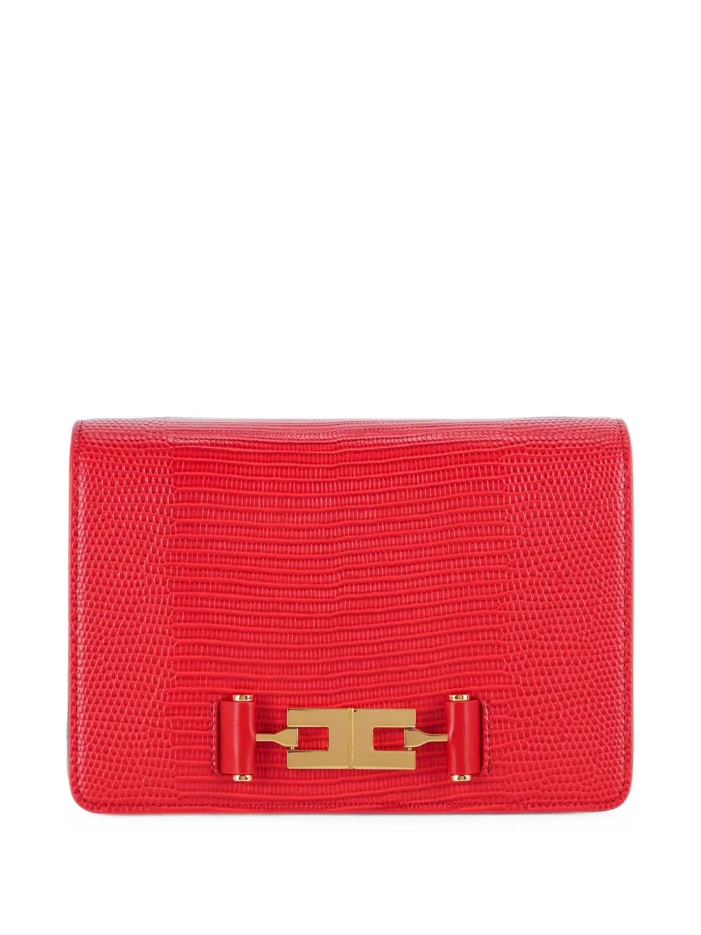 Elisabetta Franchi lizard-effect chain-strap shoulder bag - Rosso