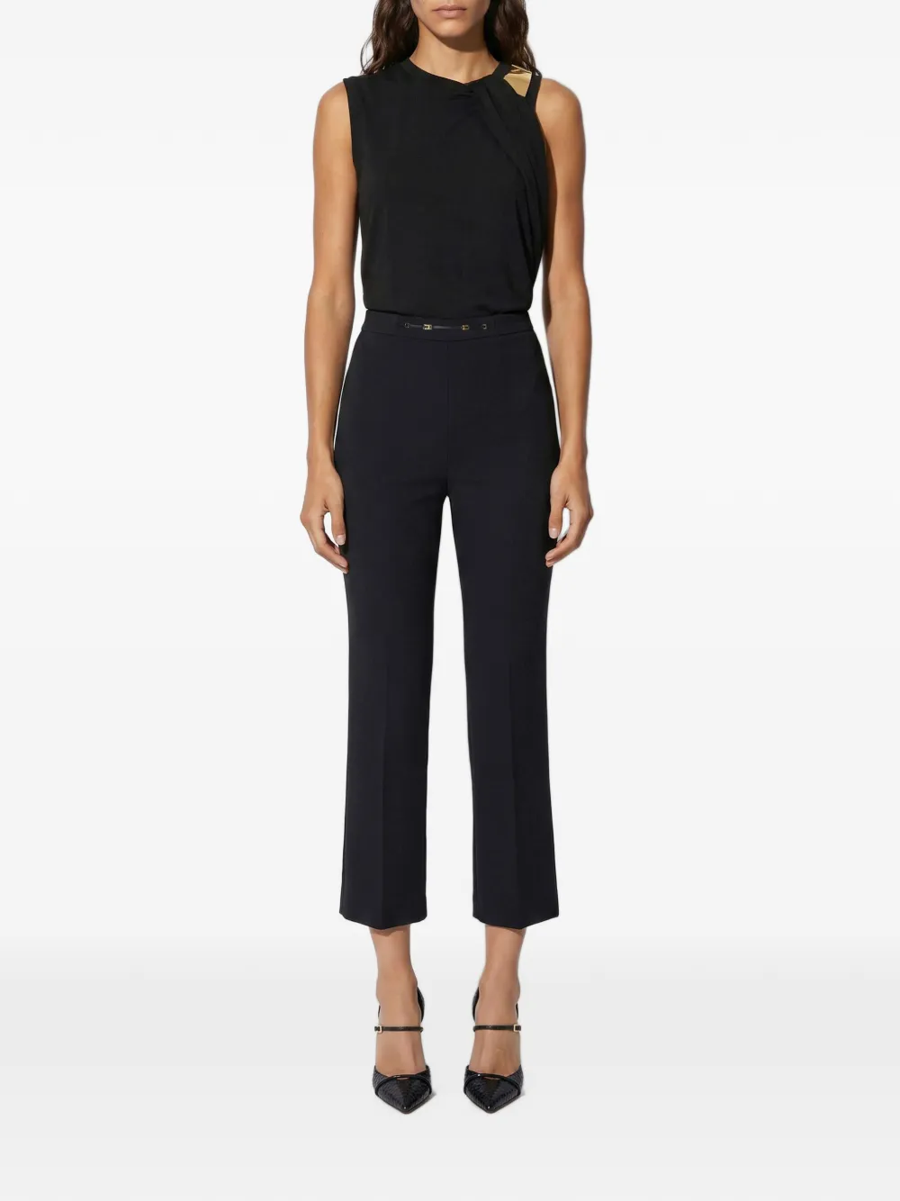 Elisabetta Franchi Jersey T-shirt met juwelen detail Zwart