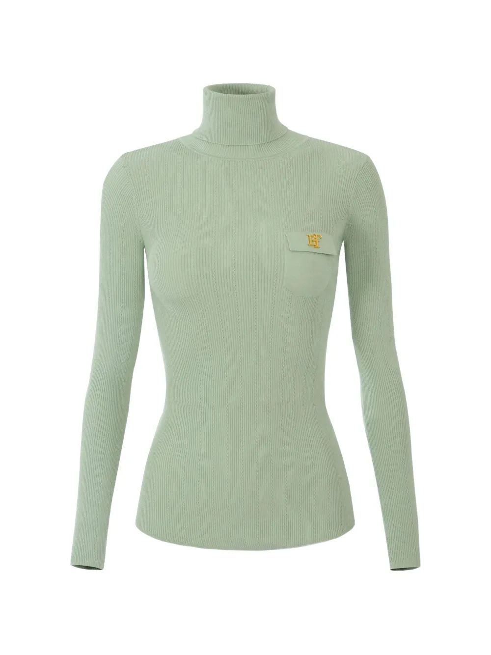 Elisabetta Franchi knit turtleneck top with openwork embroideries - Verde