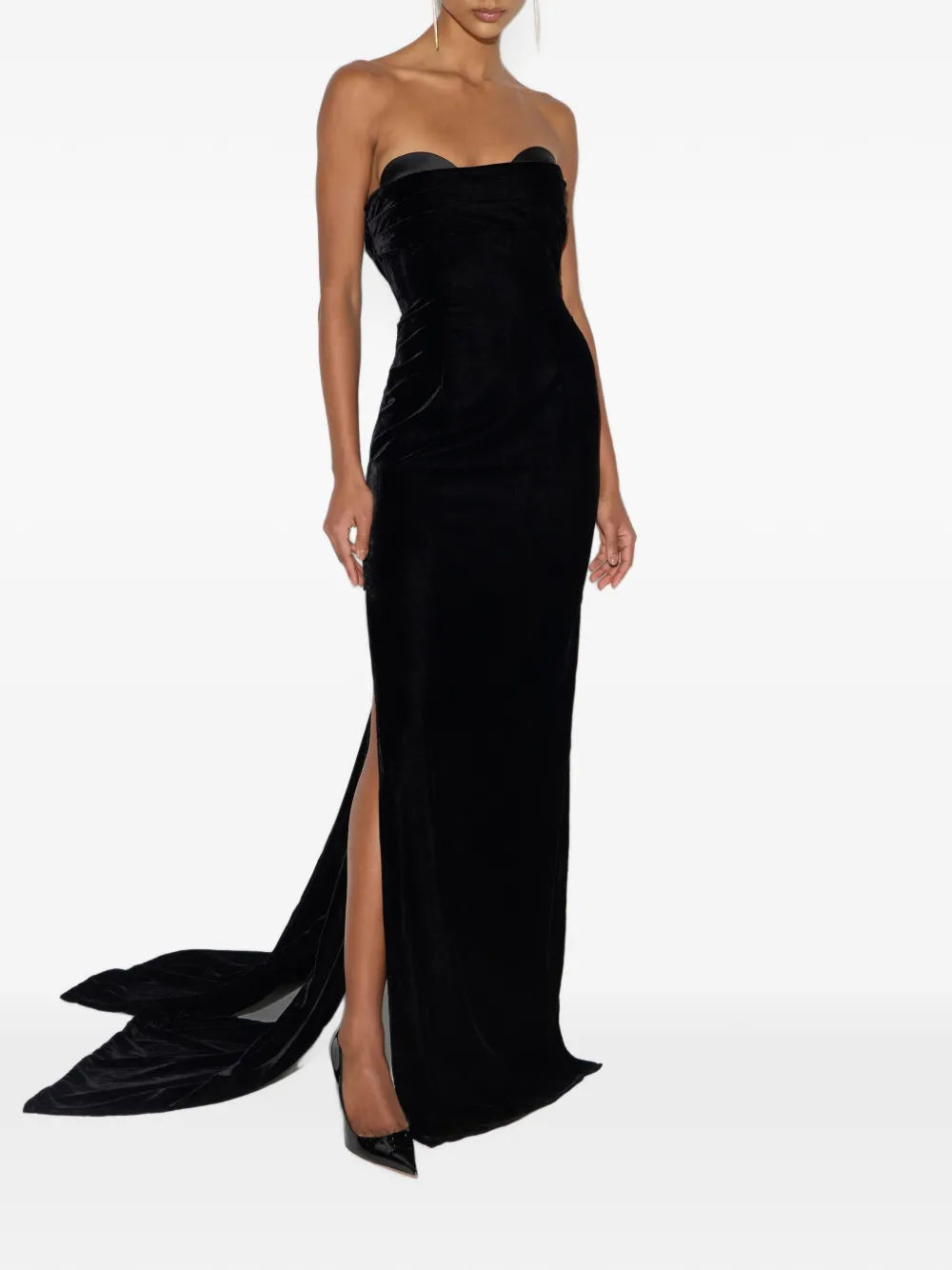 Elisabetta Franchi Abito Red Carpet in velluto - Nero