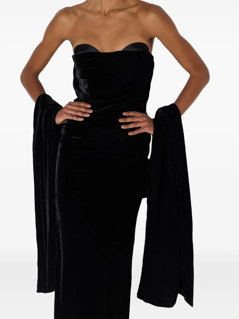 Elisabetta Franchi Red Carpet fluwelen jurk Zwart