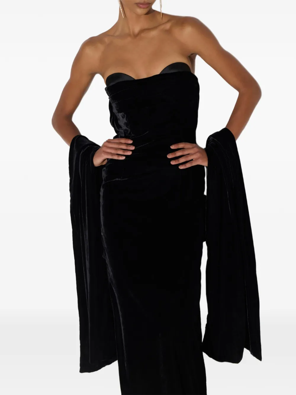 Elisabetta Franchi Red Carpet fluwelen jurk Zwart