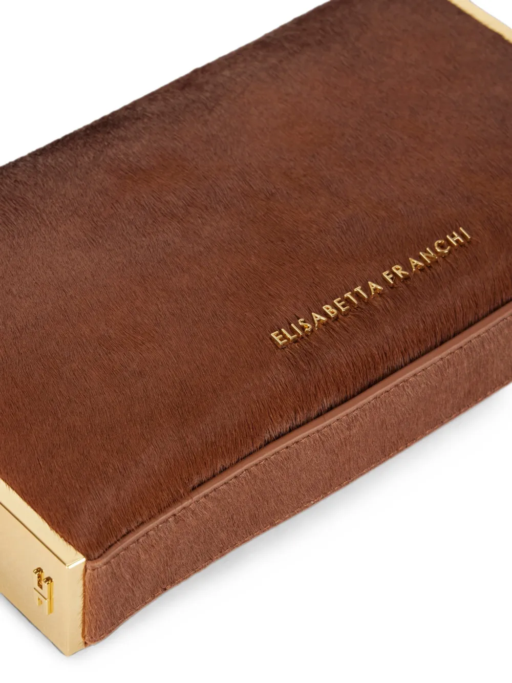 Elisabetta Franchi Clutch van koeienhuid Bruin