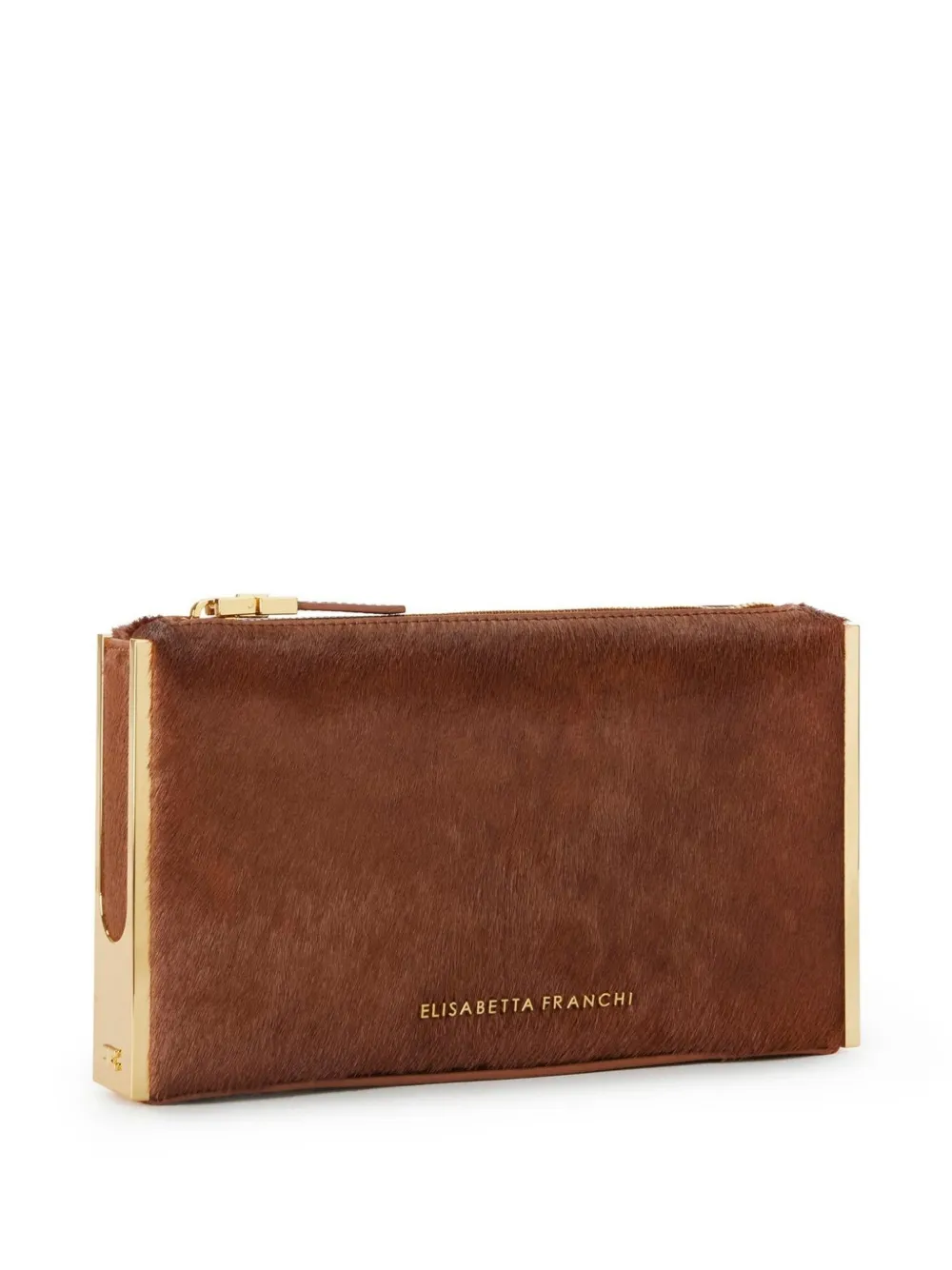 Elisabetta Franchi Clutch van koeienhuid Bruin