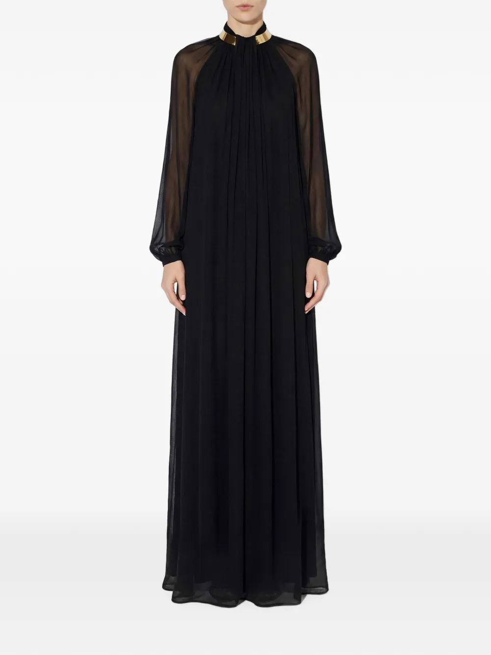 Elisabetta Franchi Red Carpet crêpon jurk met verfraaide kraag Zwart