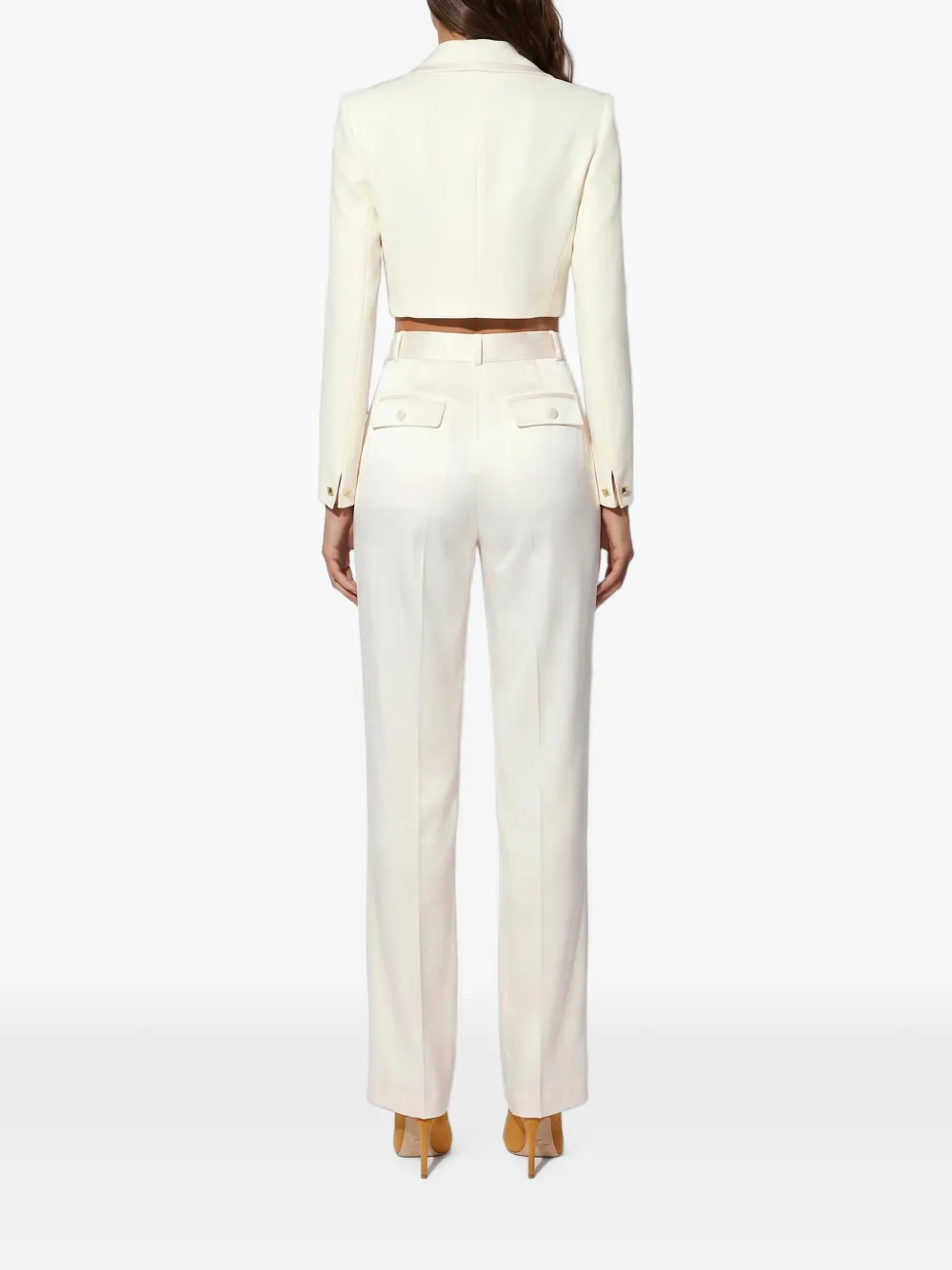 Elisabetta Franchi Jack van lichtgewicht crêpe en satijnen stoffen met peplum Beige