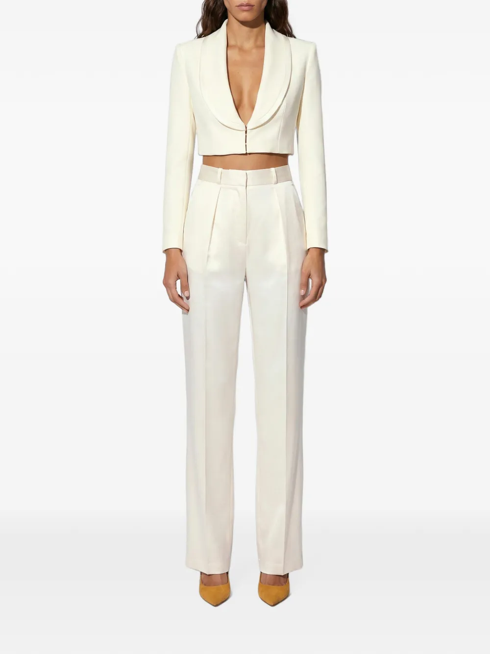 Elisabetta Franchi Jack van lichtgewicht crêpe en satijnen stoffen met peplum Beige