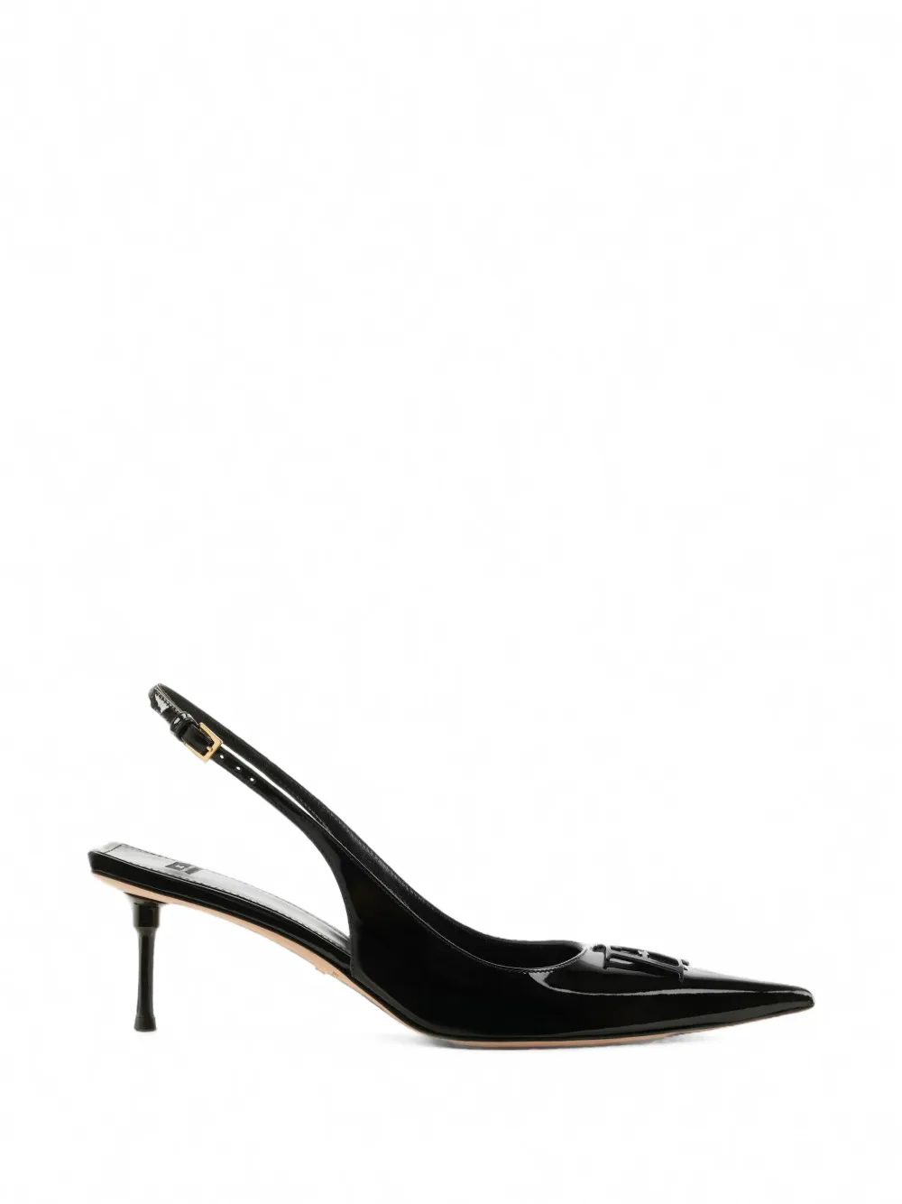 Elisabetta Franchi patent-leather slingback shoes Zwart