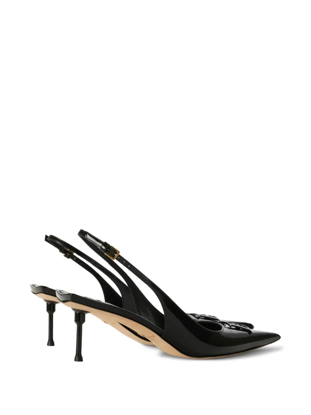 Elisabetta Franchi patent-leather slingback shoes Zwart