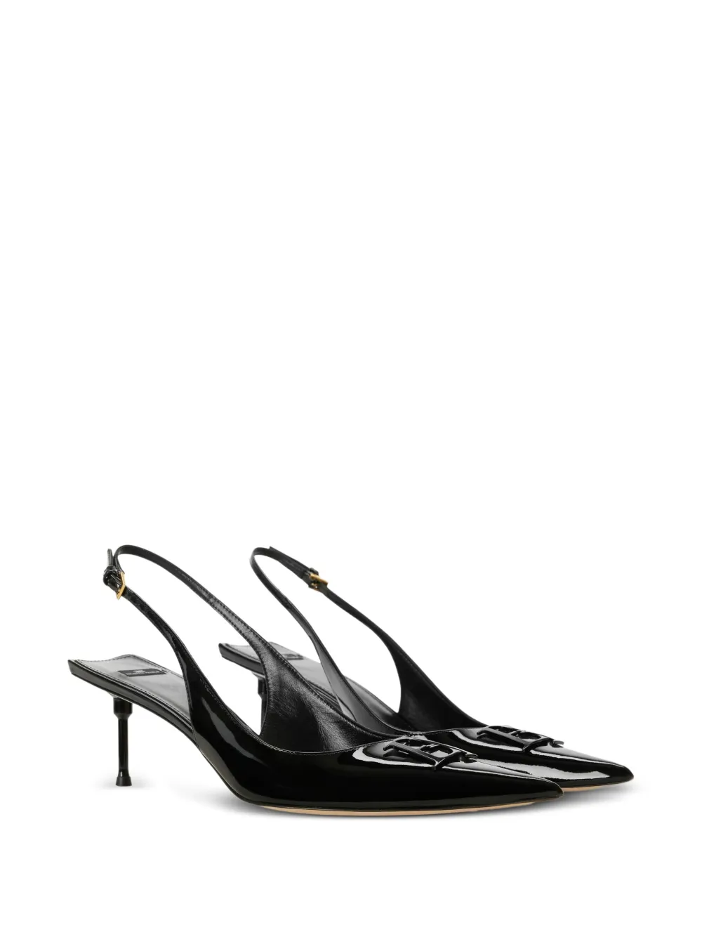 Elisabetta Franchi patent-leather slingback shoes Zwart