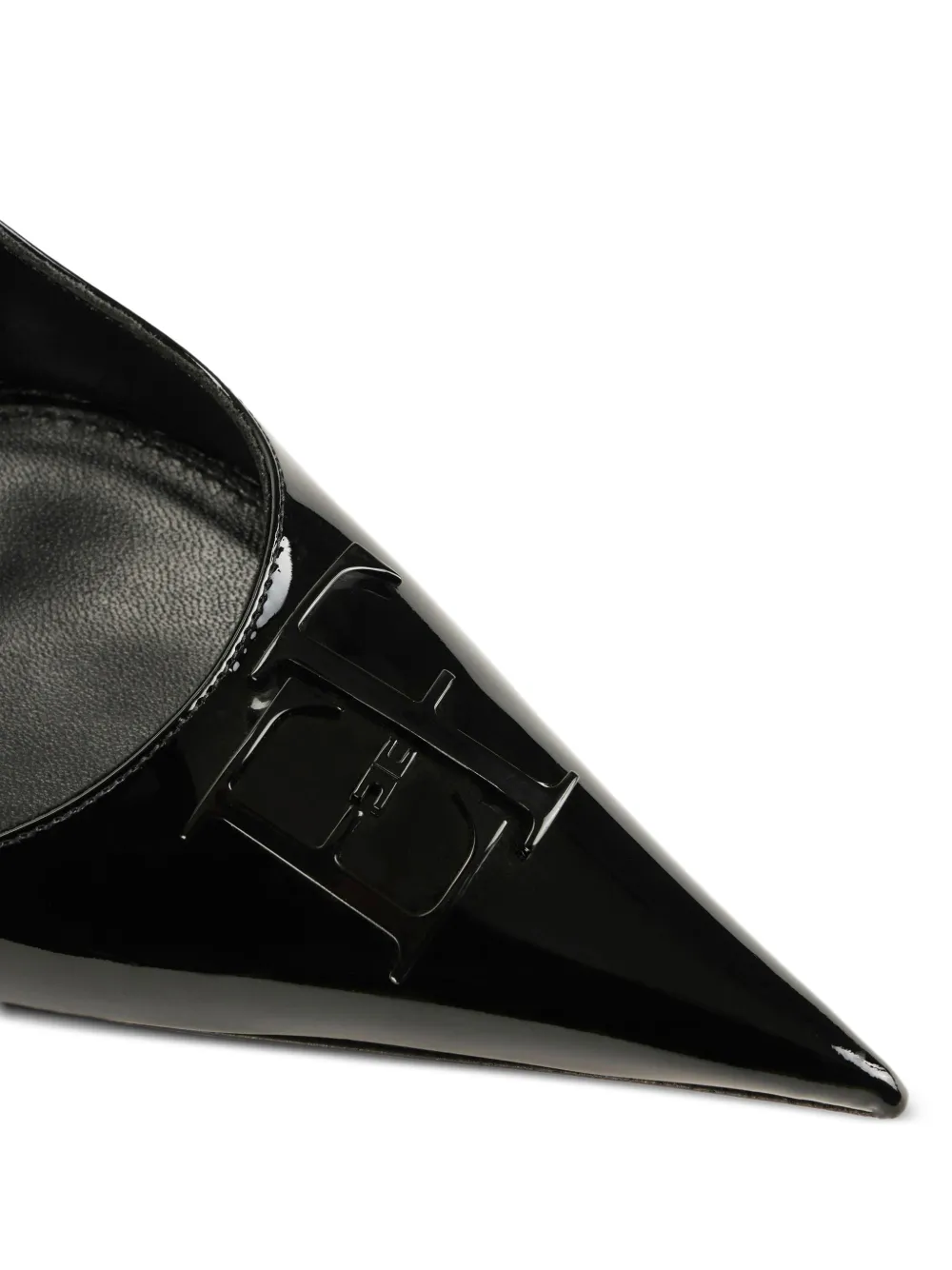 Elisabetta Franchi patent-leather slingback shoes Zwart