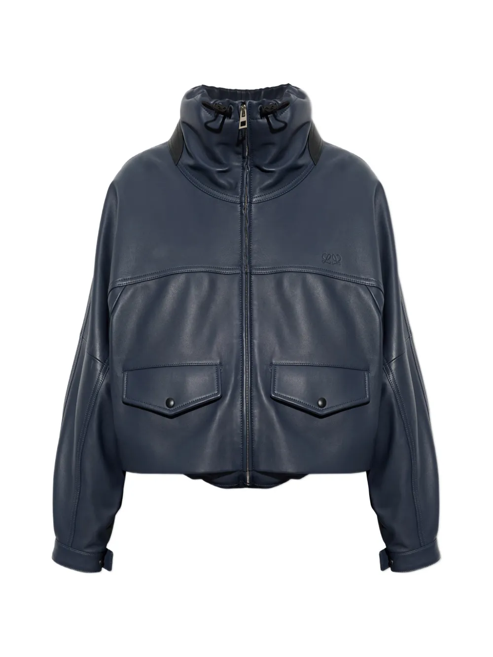 LOEWE stand-up-collar leather jacket - Blu
