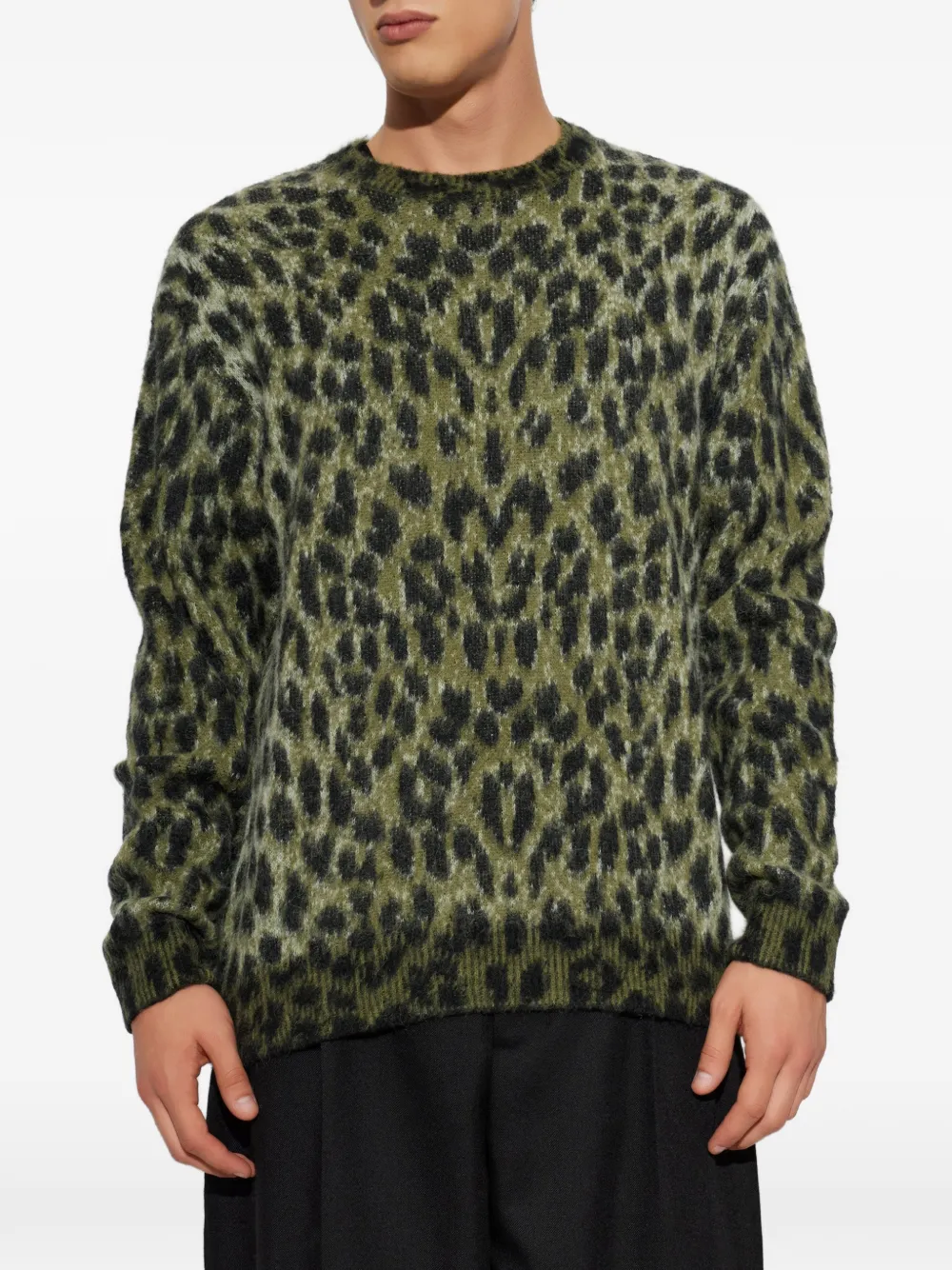 Laneus Trui met luipaardprint Groen