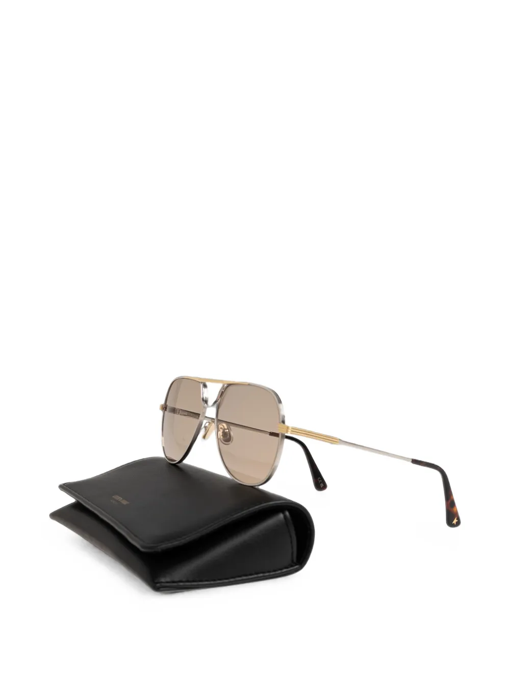 Golden Goose Zonnebril in piloten stijl met gouden montuur en beige glazen