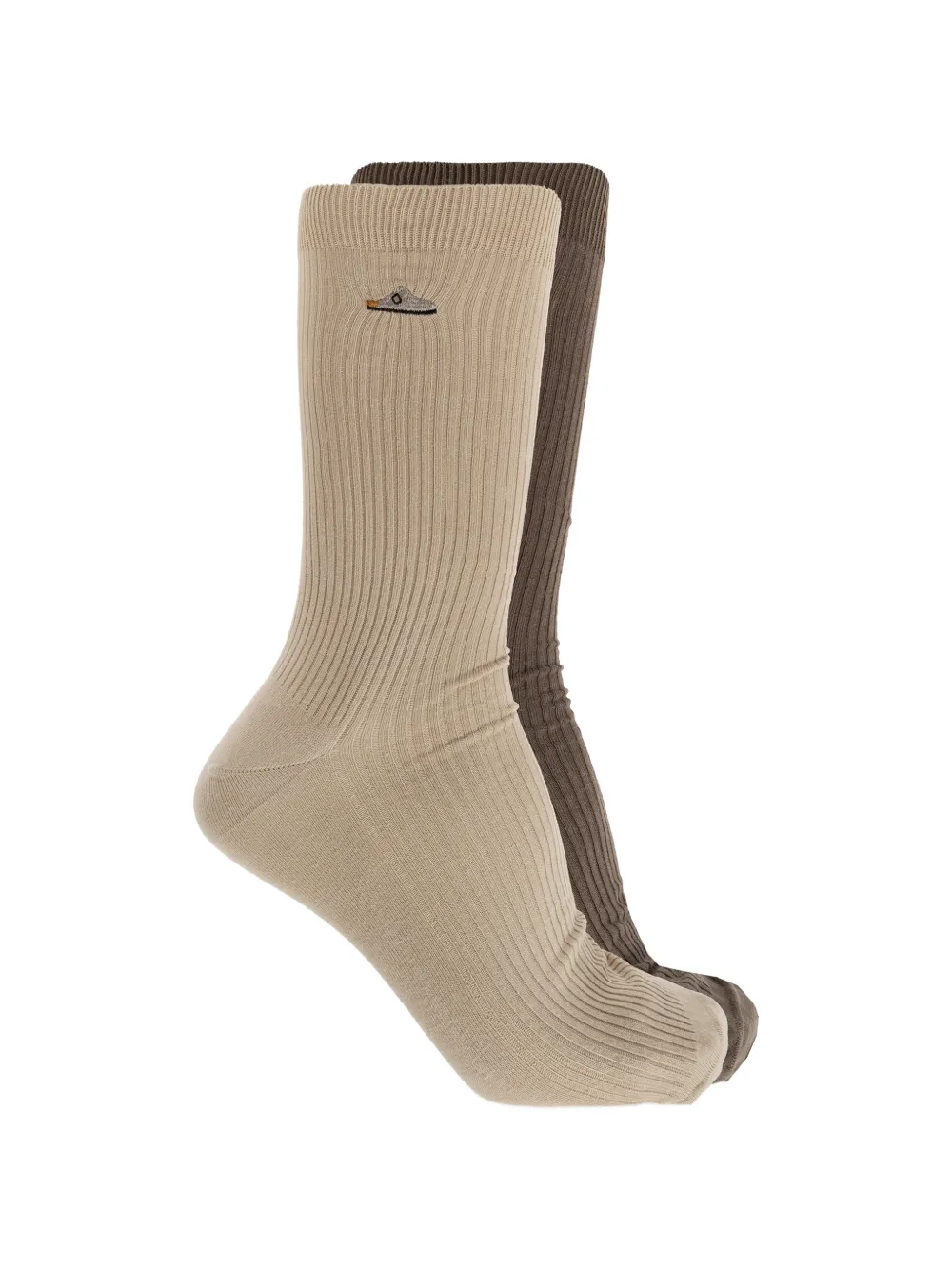 Birkenstock Ribgebreide sokken met geborduurd patroon (set van 2) Beige