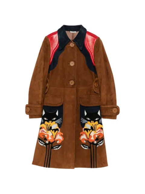 Miu Miu Pre-Owned flower-cat patch coat