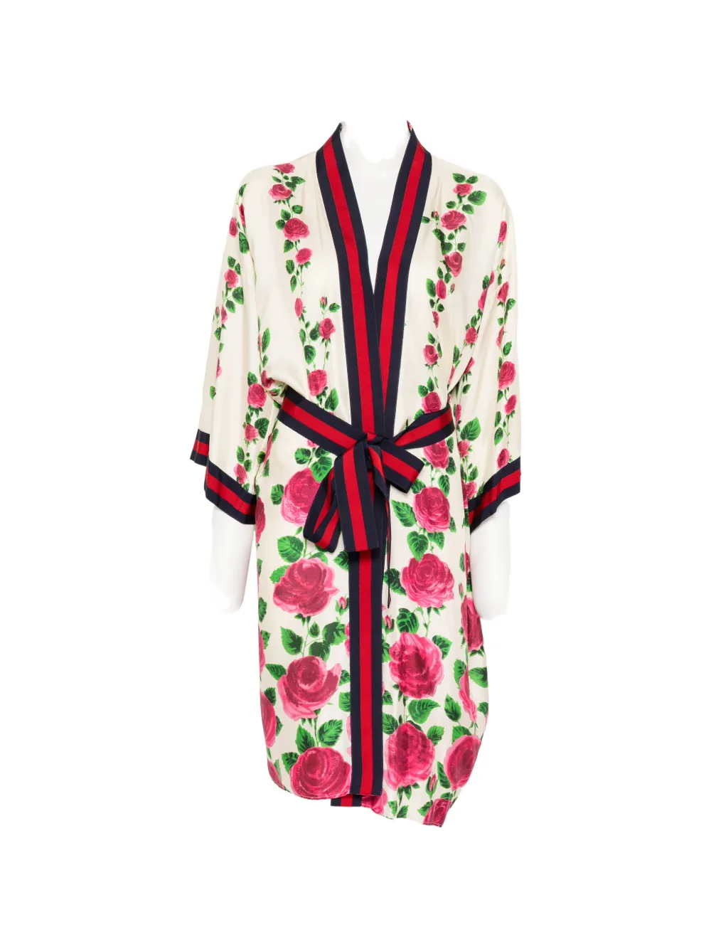 Gucci Pre-Owned floral-print belted kimono - Toni neutri