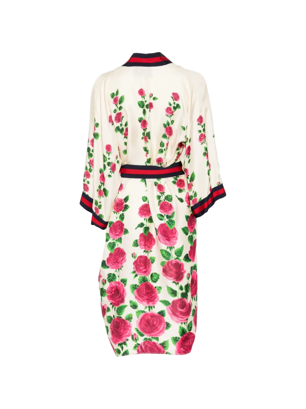 Gucci Pre-Owned floral-print belted kimono Beige
