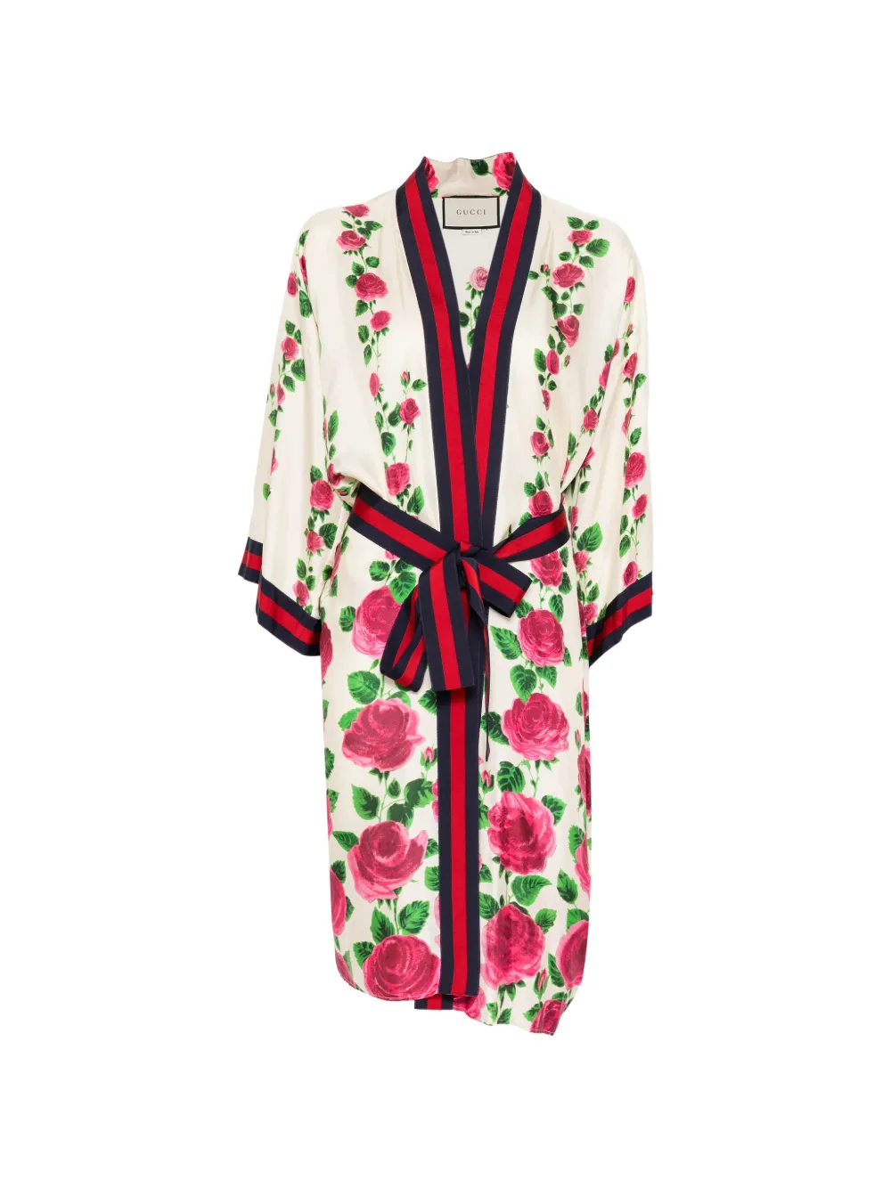 Gucci Pre-Owned floral-print belted kimono - Toni neutri