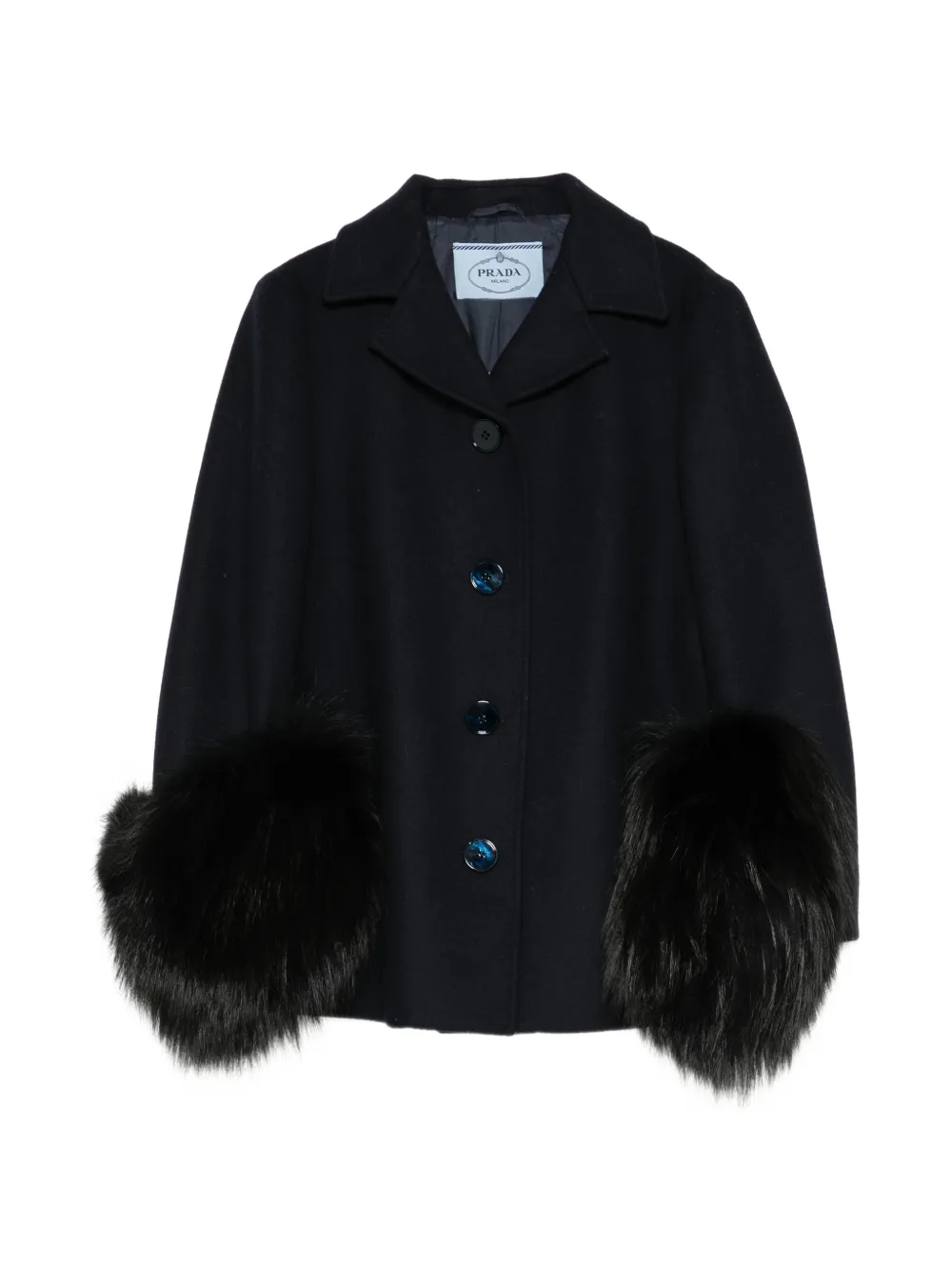 Prada Pre-Owned faux-fur trim jacket - Blu