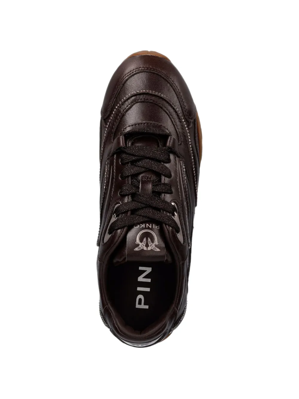 PINKO crystal-embellished leather sneakers Bruin