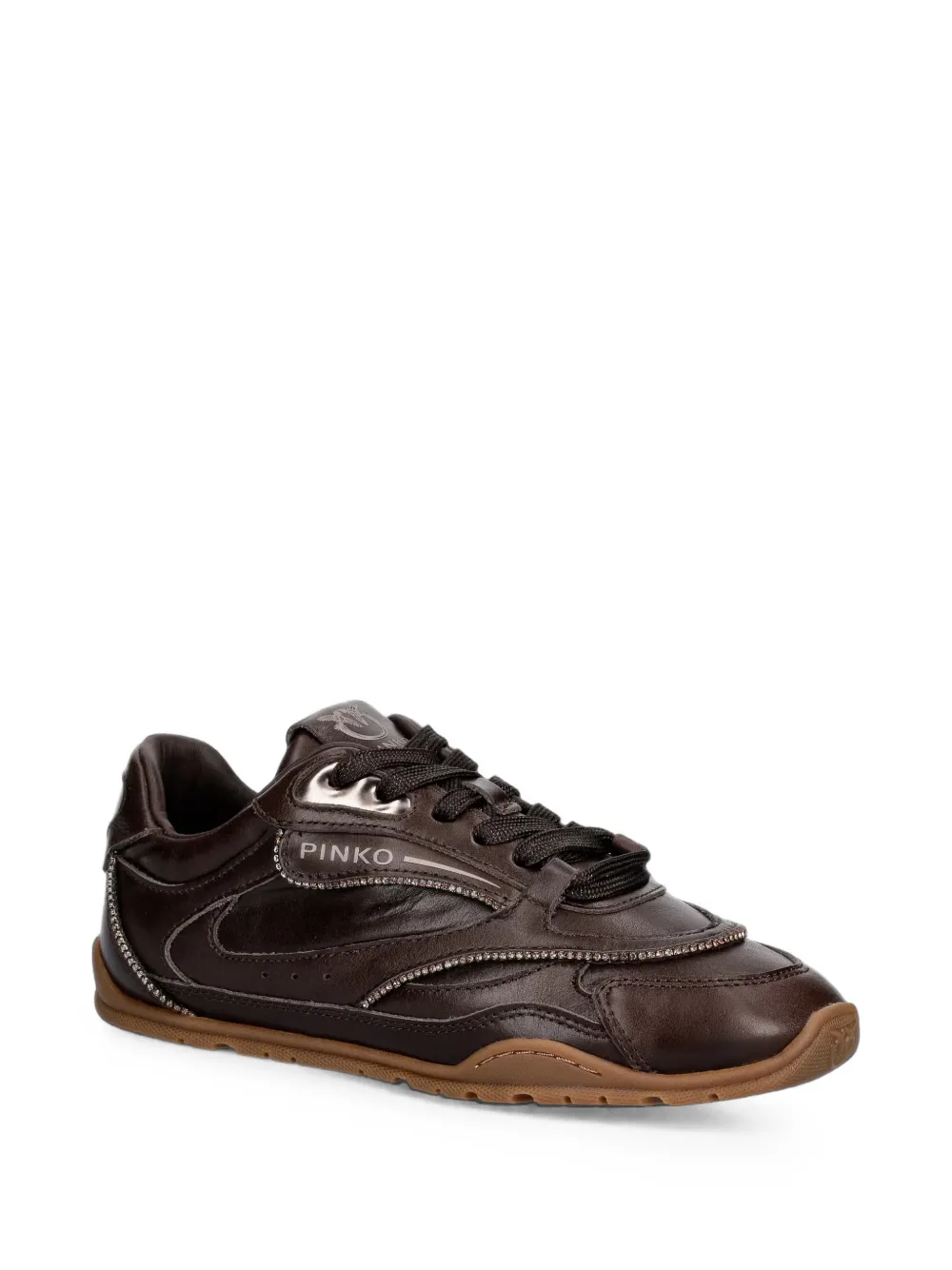 PINKO crystal-embellished leather sneakers Bruin