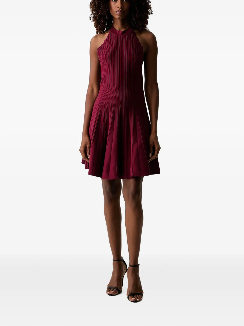 Morgan halterneck ribbed mini dress