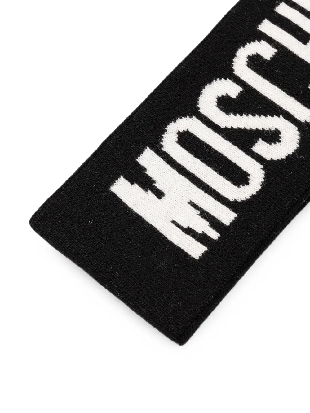 Moschino Gebreide haarband met logo intarsia Zwart