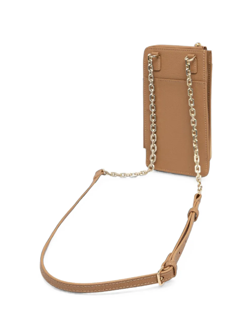 Patrizia Pepe Kalfsleren telefoontas met logo-plakkaat Beige