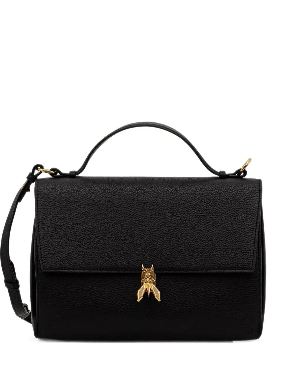 Patrizia Pepe Fly-plaque Pebbled Leather Shoulder Bag In Black