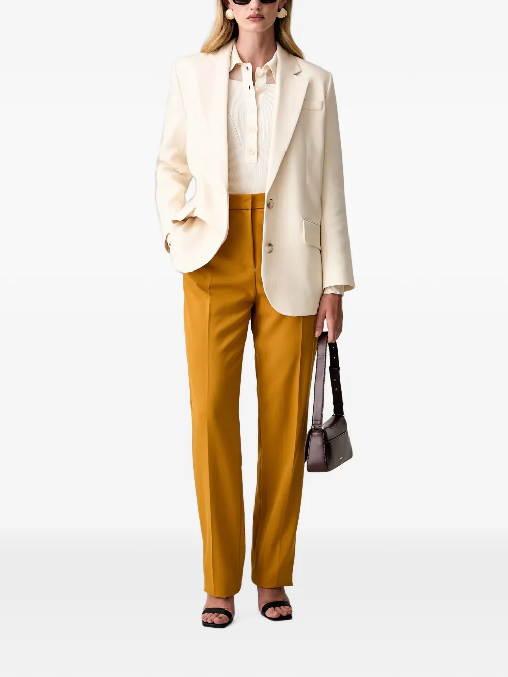 Patrizia Pepe Gebreide body met doorzichtig vlak Beige