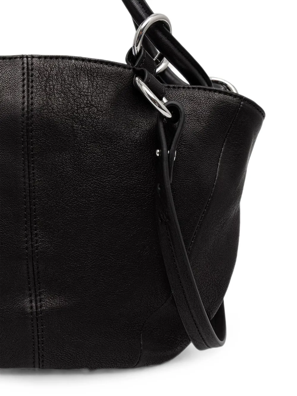 Patrizia Pepe Kalfsleren shopper met logo-print Zwart