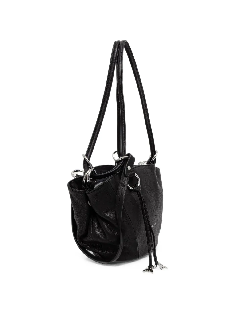Patrizia Pepe Kalfsleren shopper met logo-print Zwart