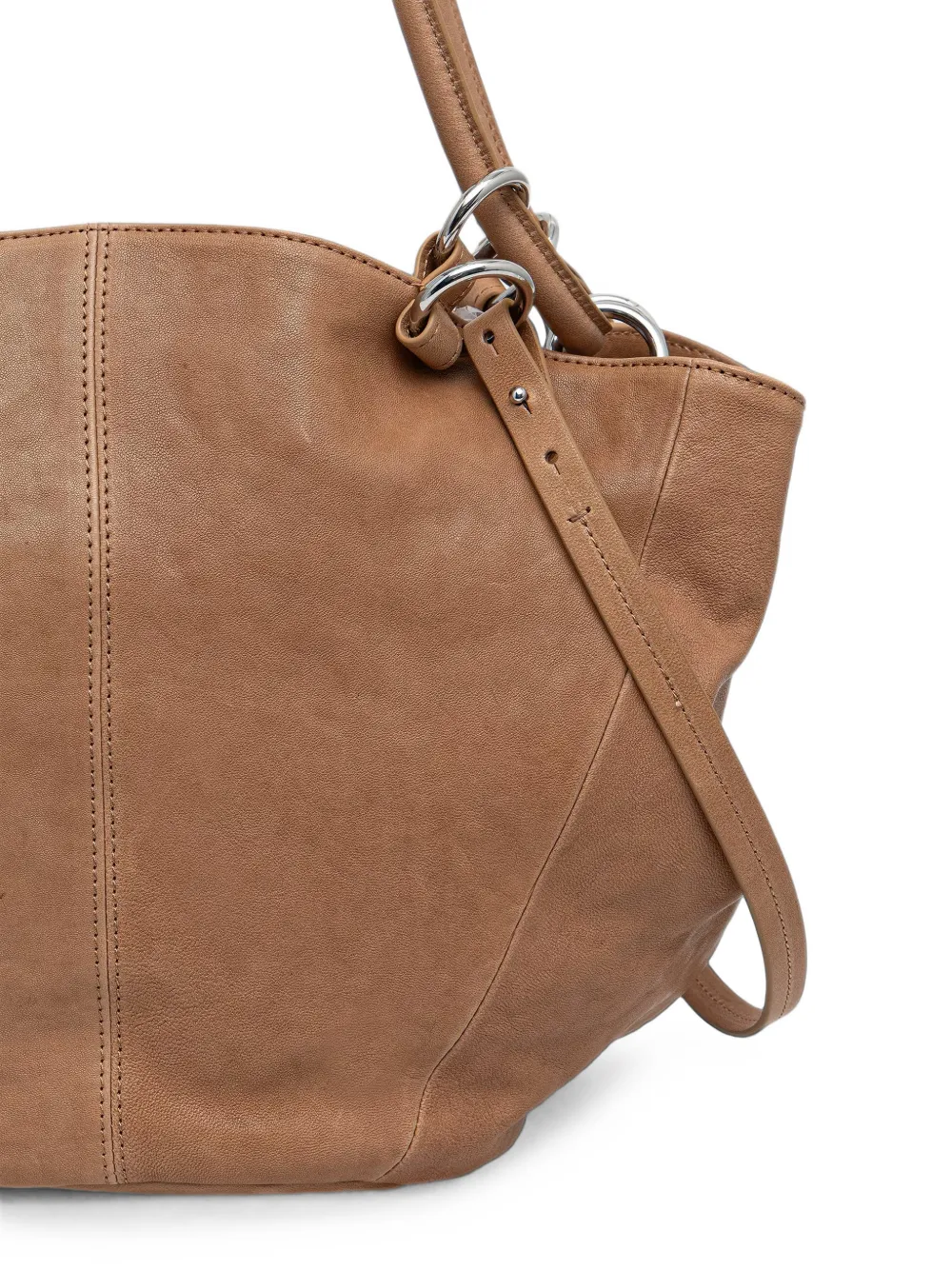 Patrizia Pepe Kalfsleren shopper met logo-print Beige