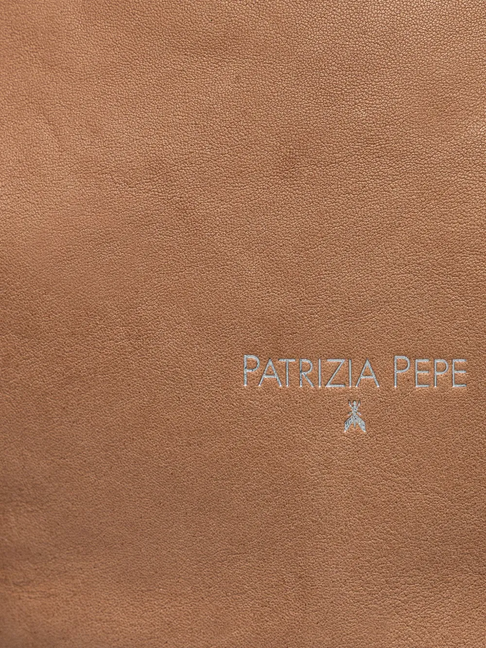 Patrizia Pepe Kalfsleren shopper met logo-print Beige