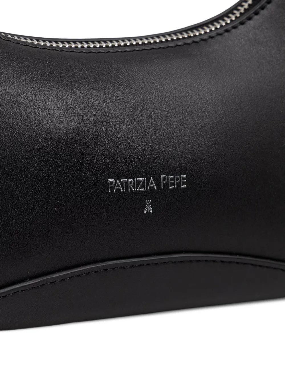 Patrizia Pepe Gebogen schoudertas met logo-print Zwart