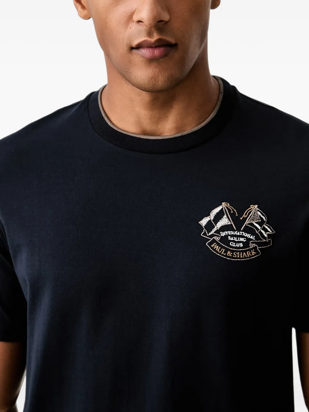 Paul & Shark T-shirt met geborduurd logo Blauw