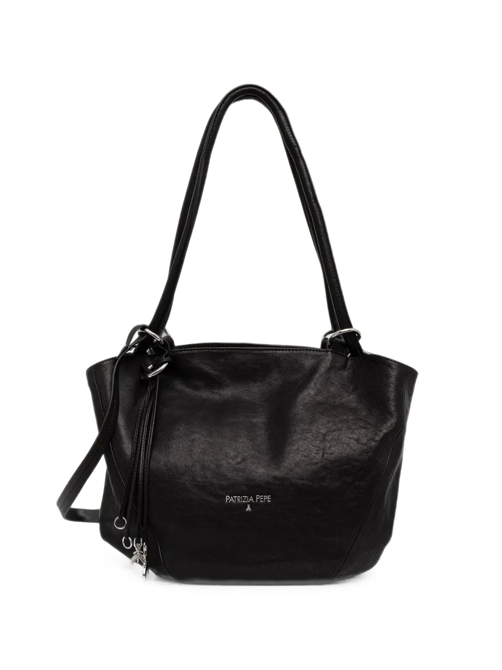 Patrizia Pepe Logo-print Leather Tote Bag In Black