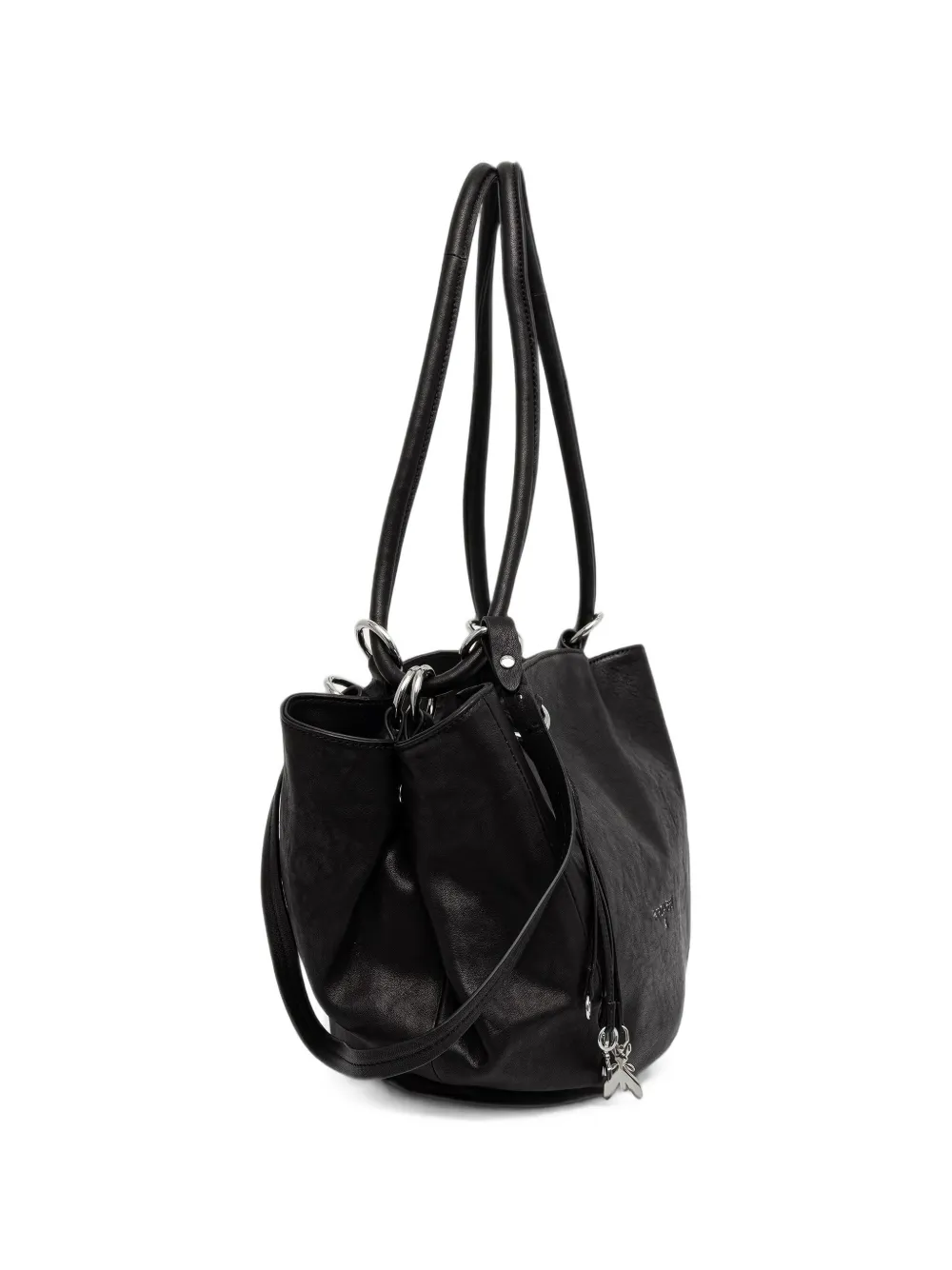 Patrizia Pepe Leren shopper met logoprint Zwart