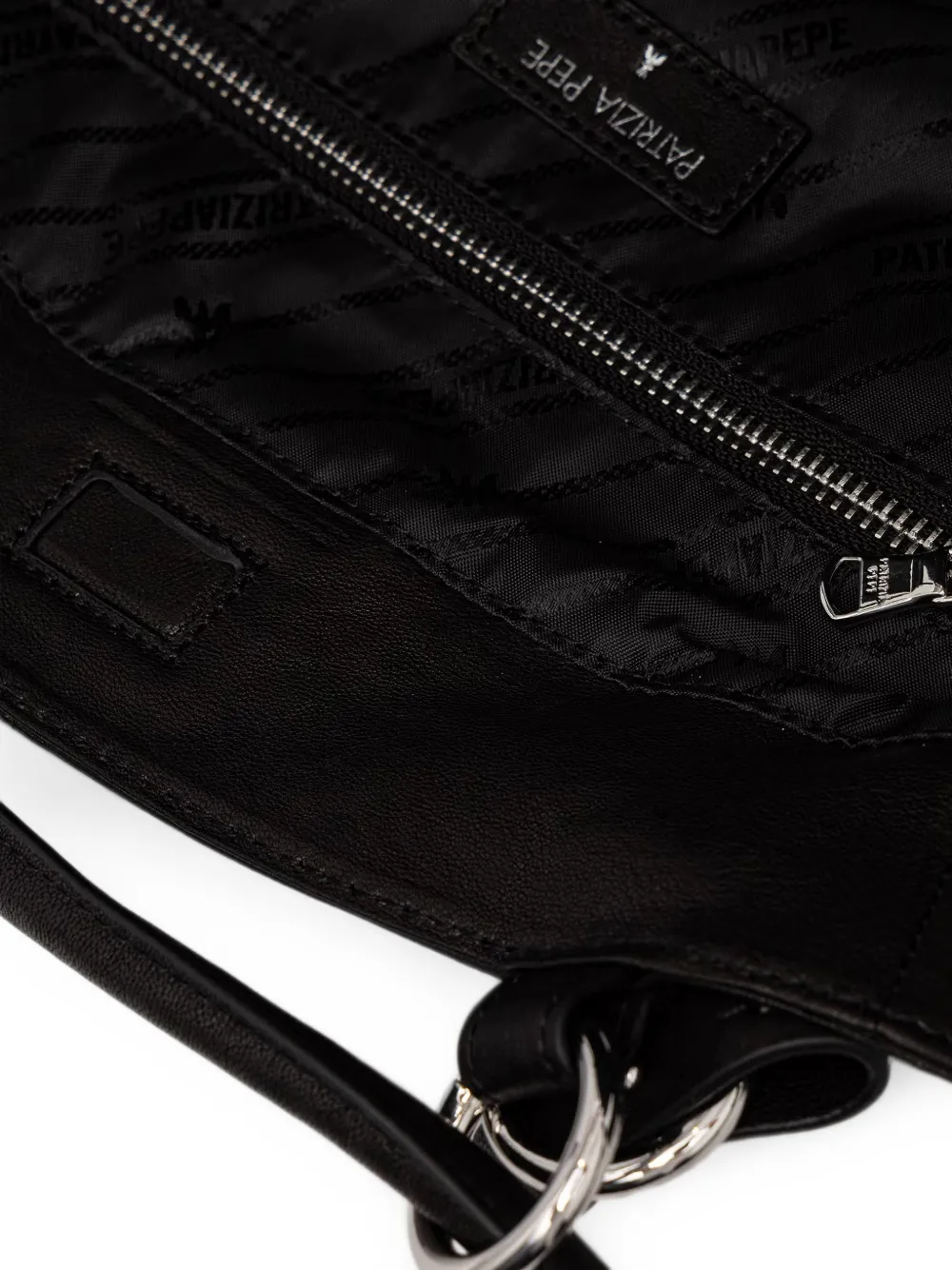 Patrizia Pepe Leren shopper met logoprint Zwart