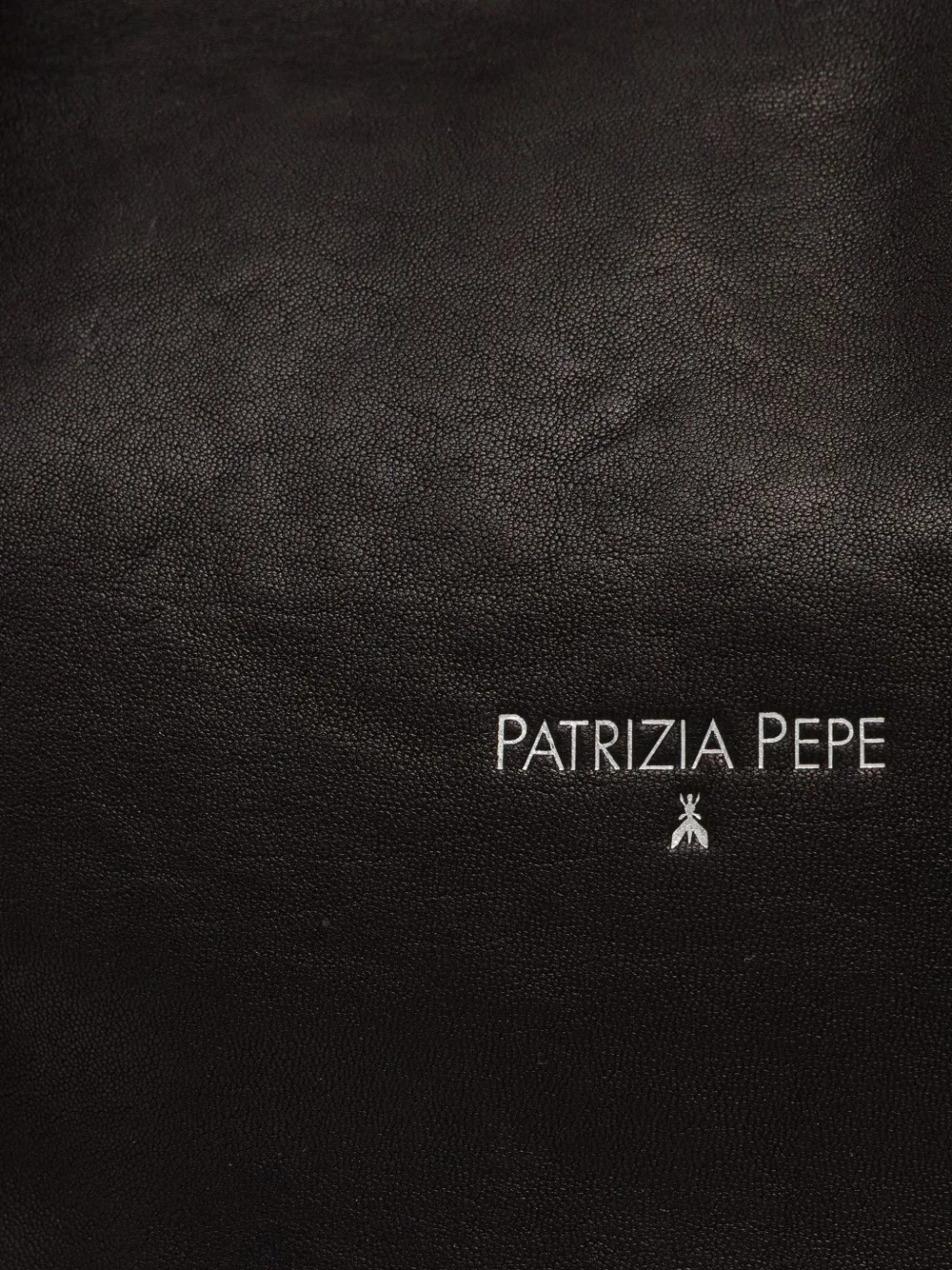 Patrizia Pepe Leren shopper met logoprint Zwart