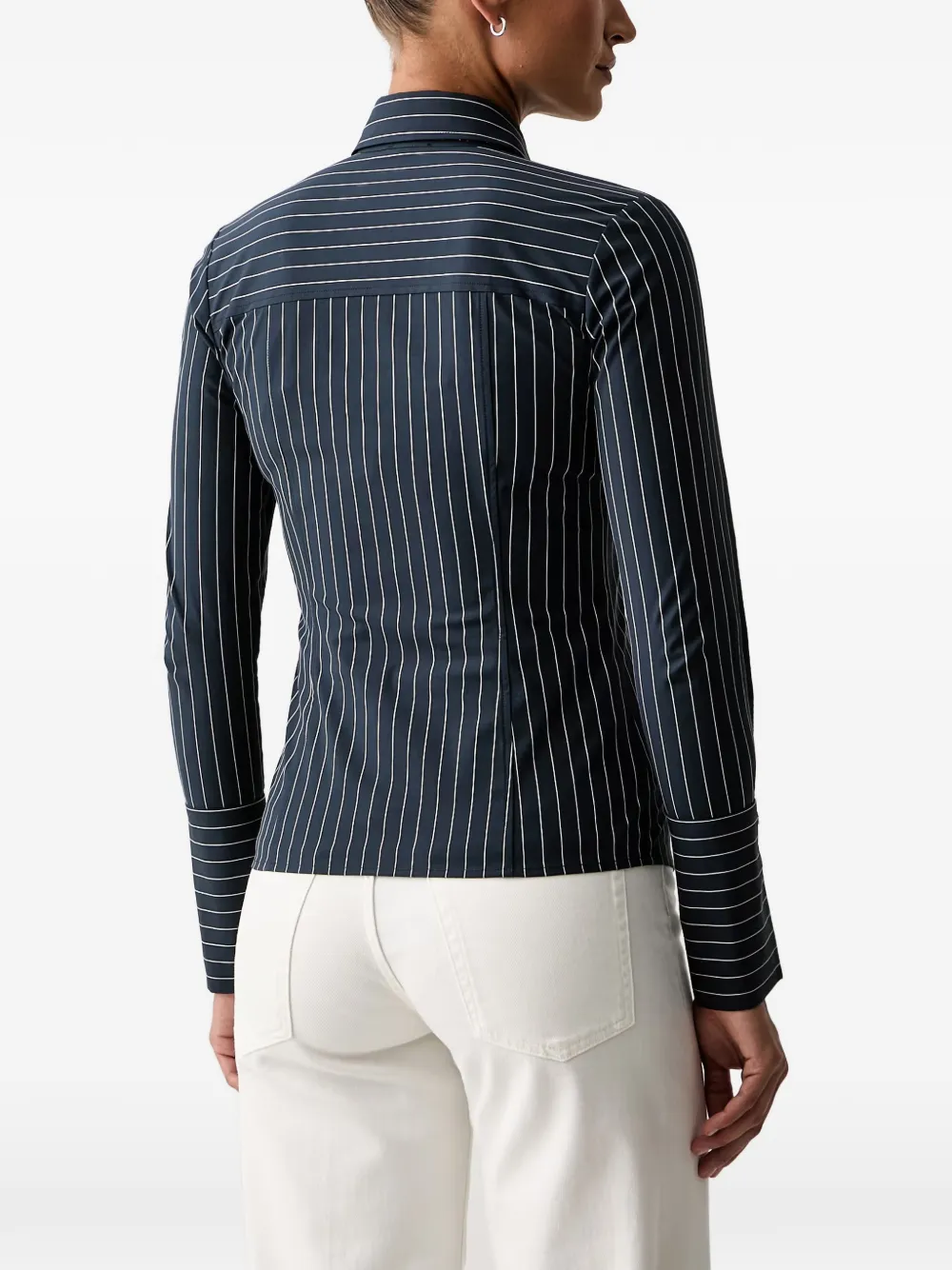 Patrizia Pepe Blouse met krijtstreep-patroon en strikdetail Blauw