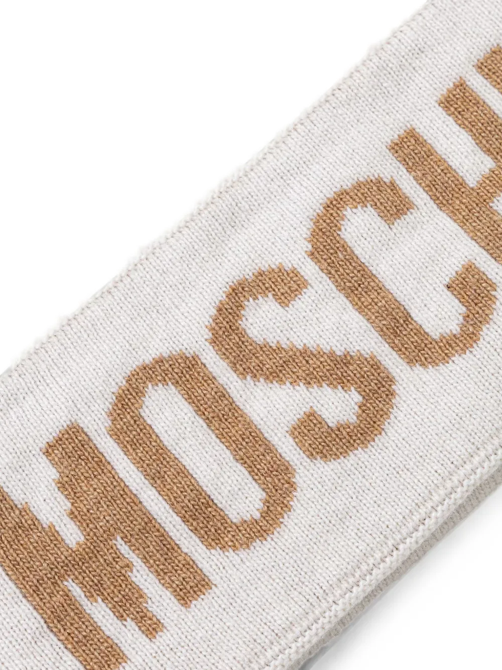 Moschino Gebreide haarband met logo intarsia Wit